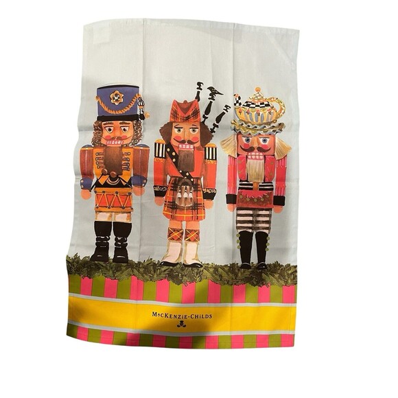MacKenzie Childs Christmas Nutcracker Teapot Festive Hand Dish Towel 18"x26" - Picture 9 of 9